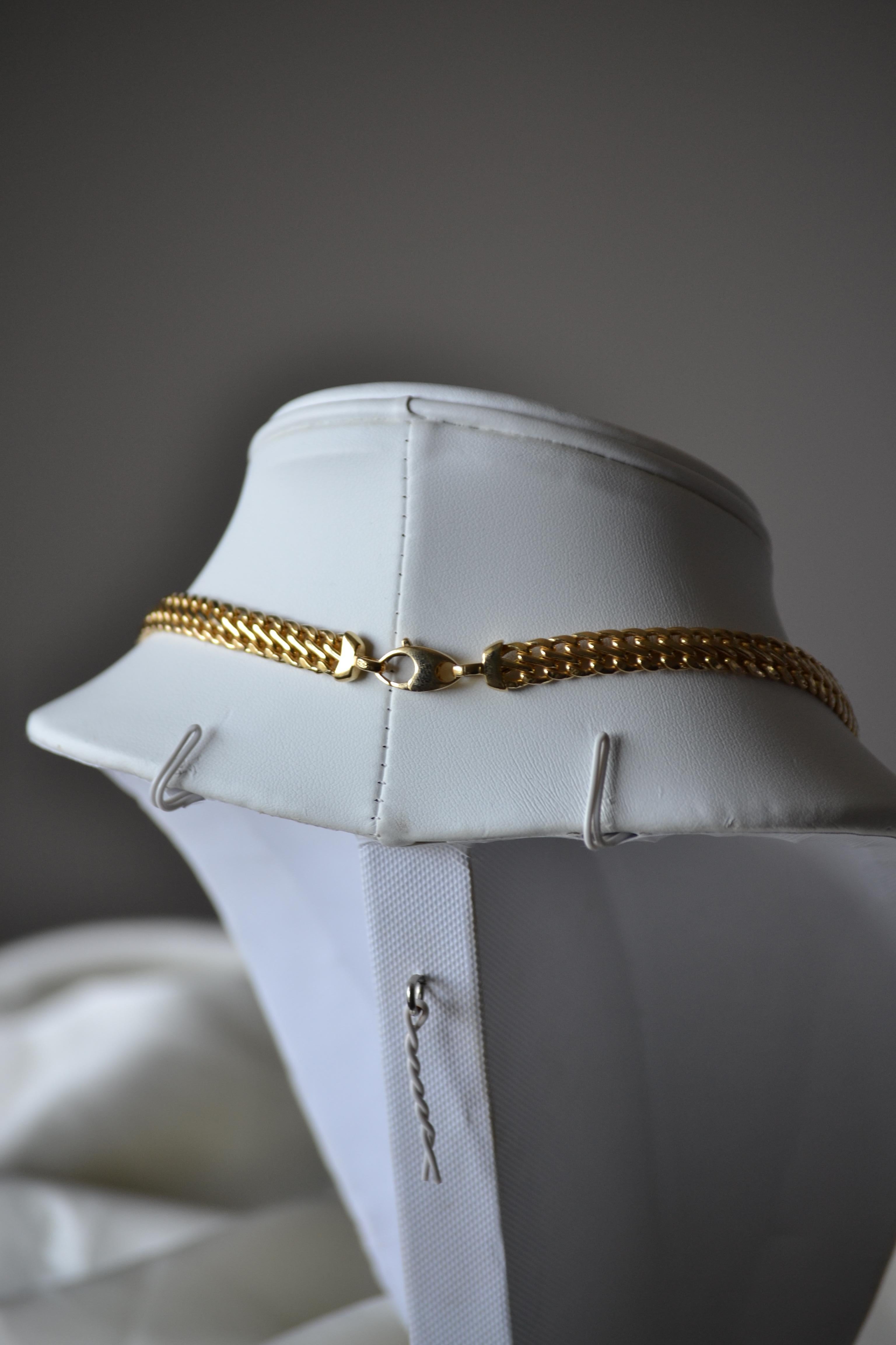Collier à double chaîne en or jaune 18 carats Unisexe en vente