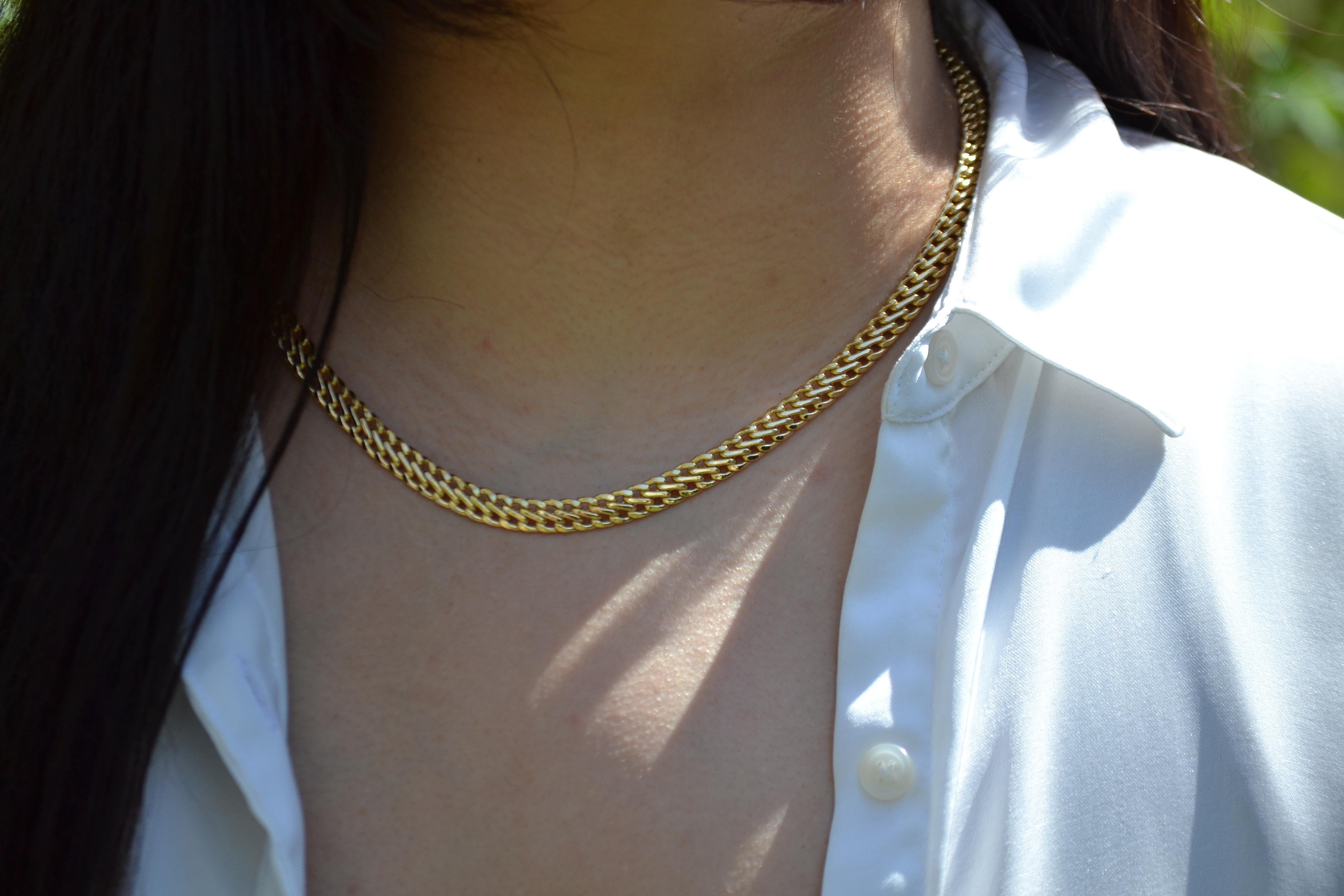 Collier à double chaîne en or jaune 18 carats en vente 2