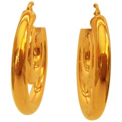 Pendientes de aro doble de oro amarillo de 18 quilates, 6,2 gramos