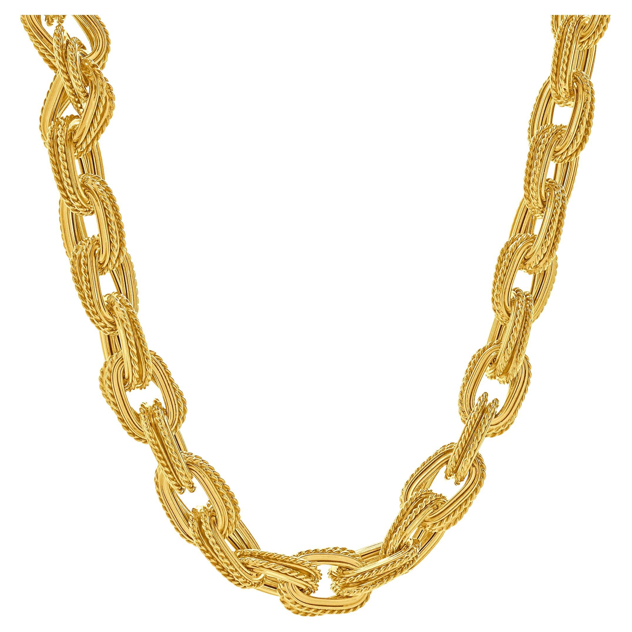 Collier torsadé double ovale en or jaune 18 carats