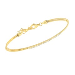 18 Karat Yellow Gold Double Wire Diamond Cuff Bracelet