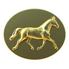 18 Karat Yellow Gold Dressage Horse Cufflinks