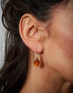 18 Karat Yellow Gold Drop Dangle Earrings with 10.02 Carat Citrines and Diamonds