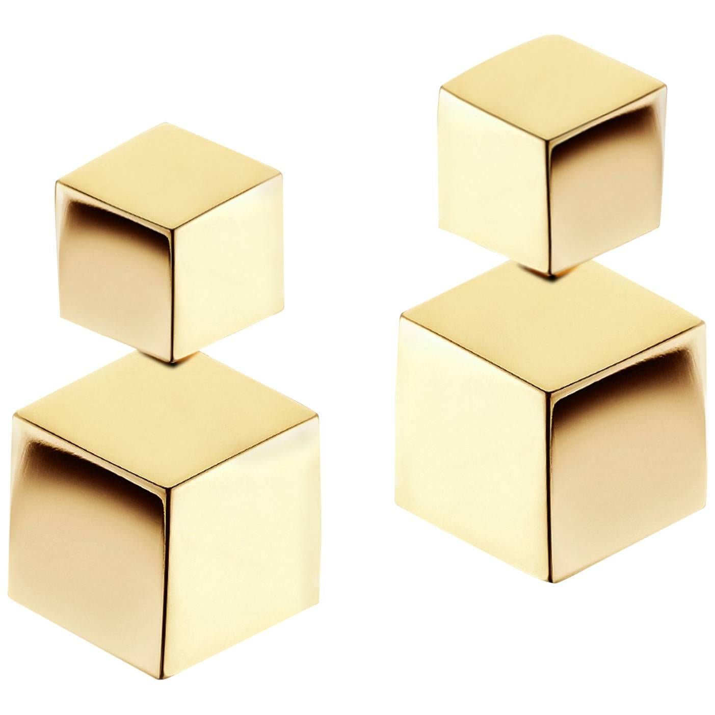 Paolo Costagli 18 Karat Yellow Gold Brillante Drop Earrings, Petite For Sale