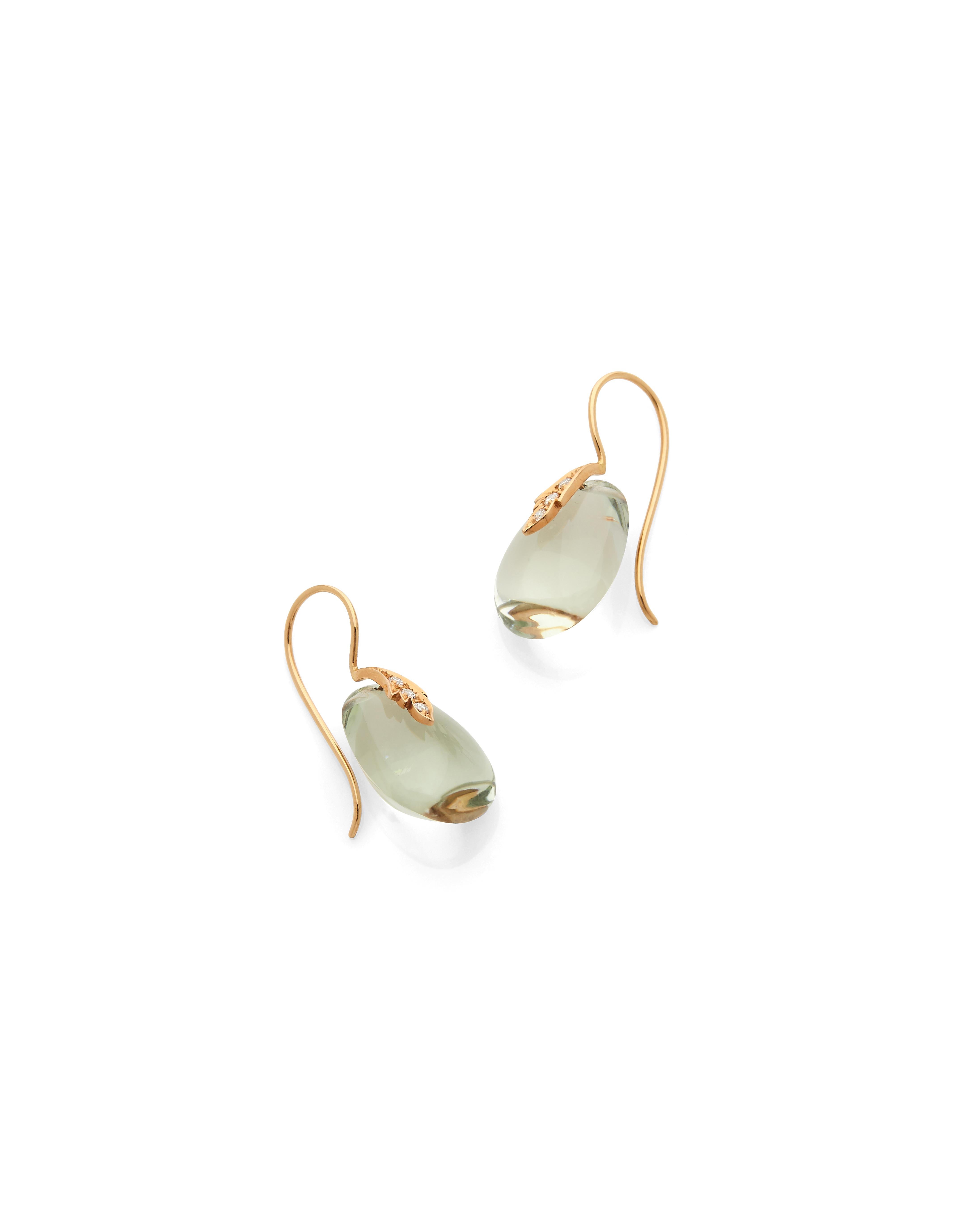 18k yellow gold prasiolite double drop dangle earrings