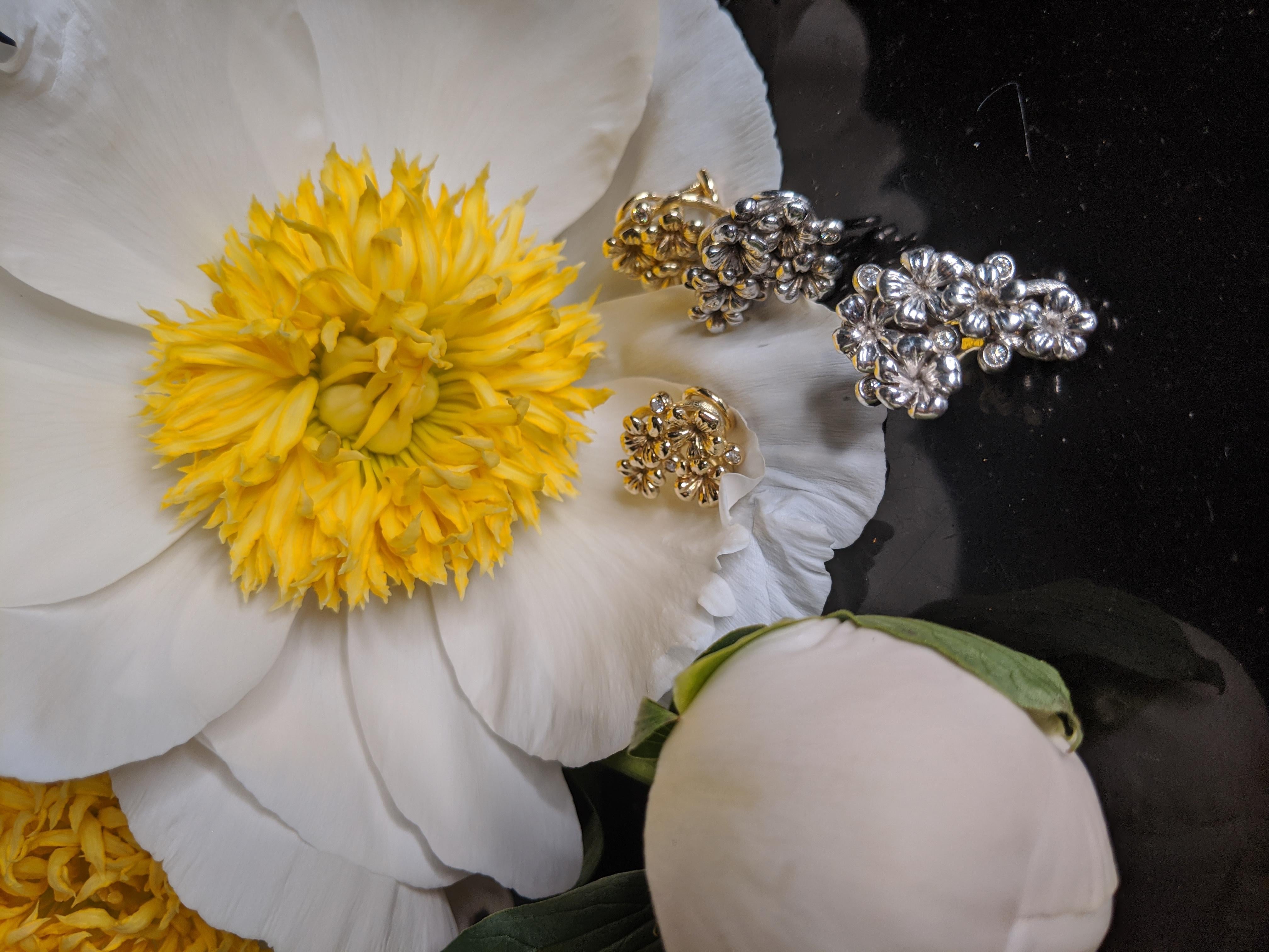 Collar Colgante Gota de Oro Amarillo de 18 Kilates con Diamantes y Cuarzo Extraíble en venta 6