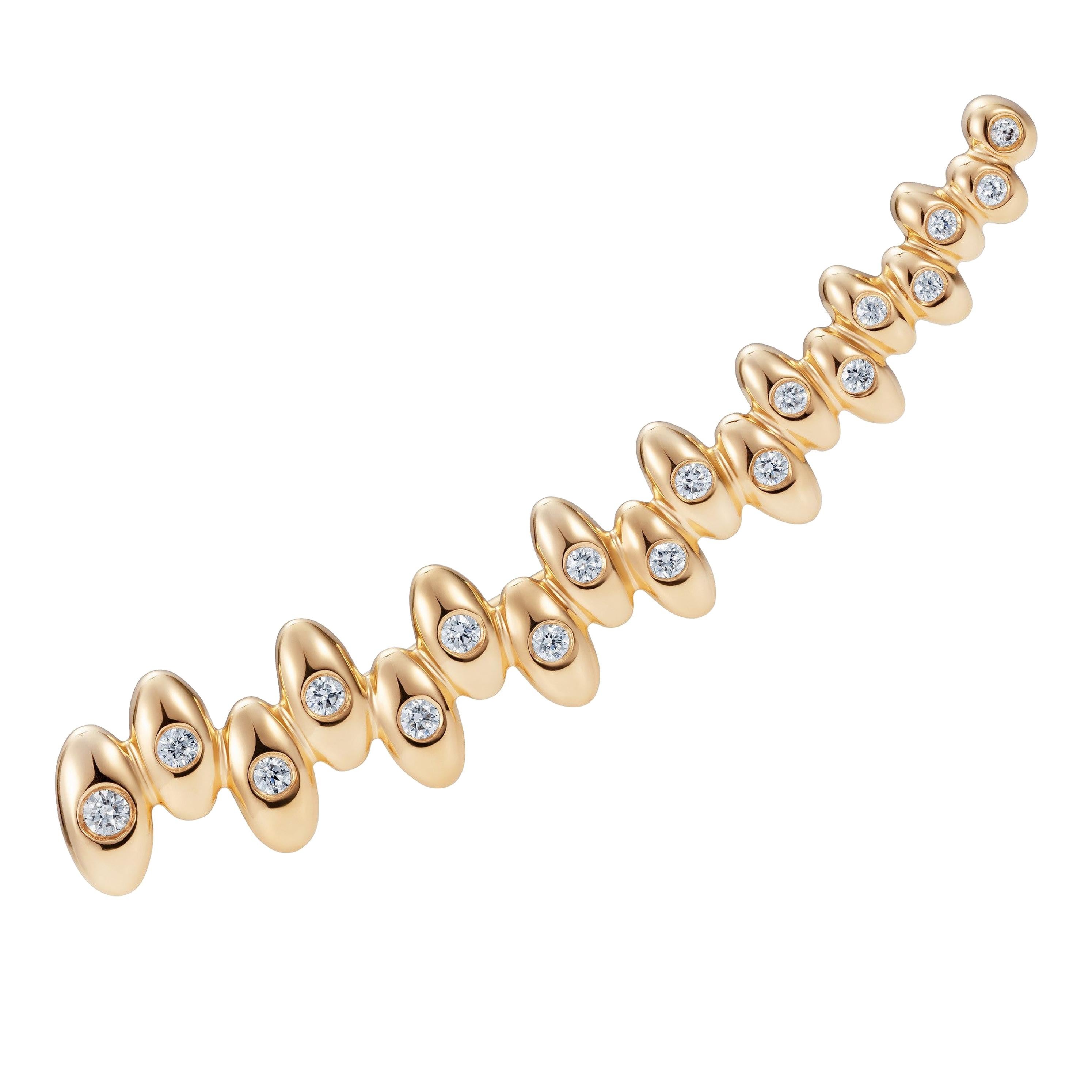 18 Karat Gelbgold Manschettenarmband-Ohrring mit Diamanten