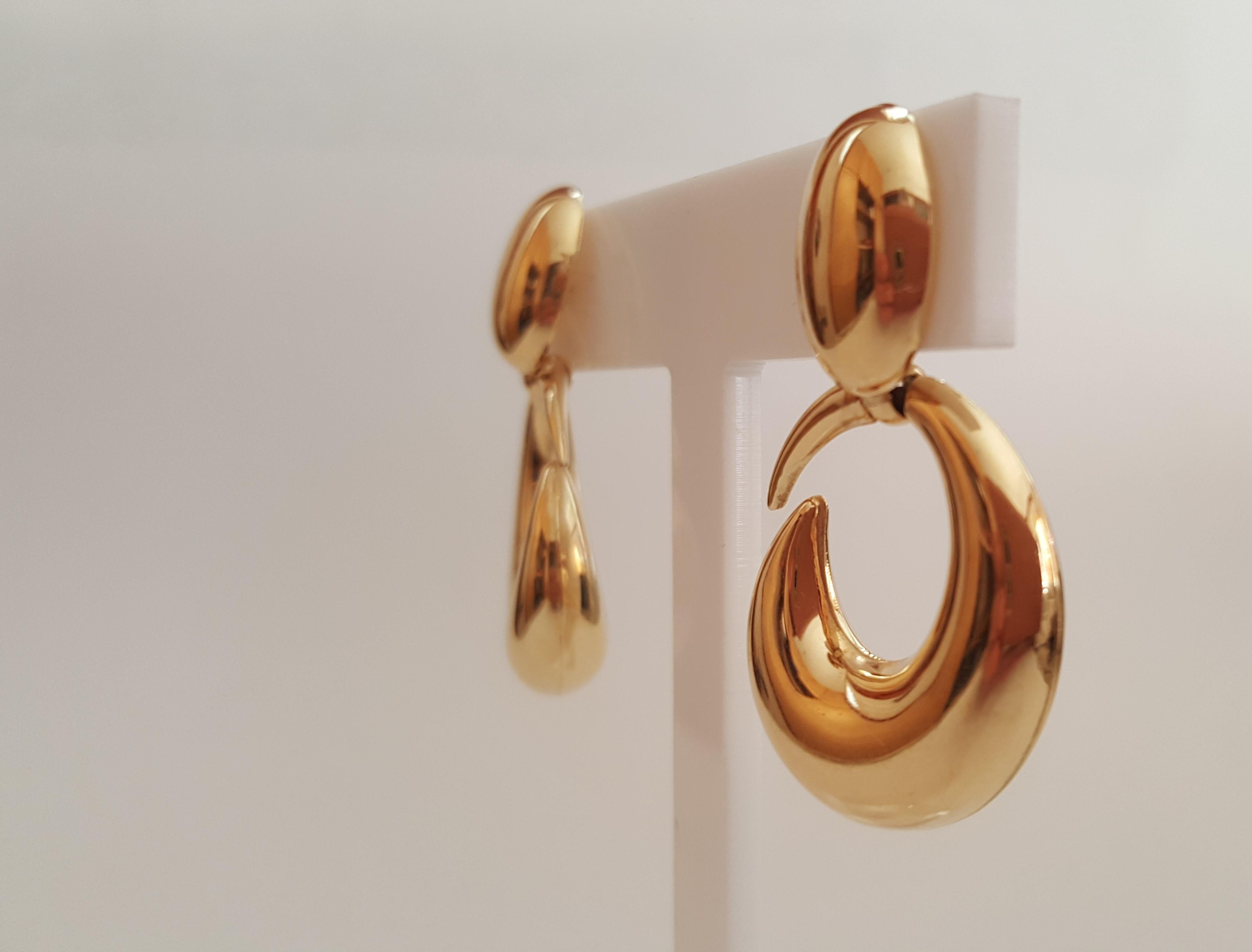 18 Karat Gelbgold-Ohrringe, UnoAErre Designer, Italienisch-Made (Moderne)