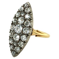 18 Karat Yellow Gold Edwardian Diamond Dress Cocktail Ring