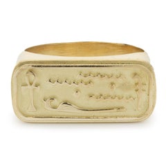 18 Karat Yellow Gold Egyptian Cartouche Signet Ring