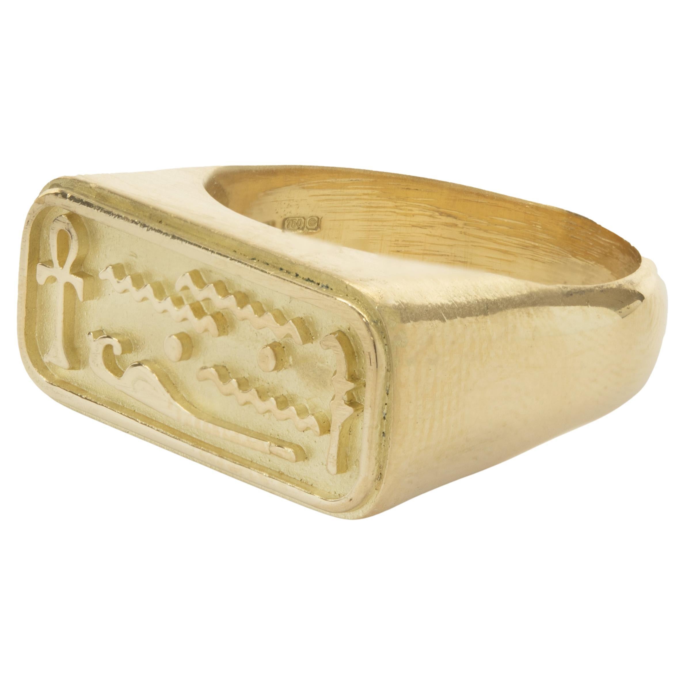 18 Karat Yellow Gold Egyptian Cartouche Signet Ring
