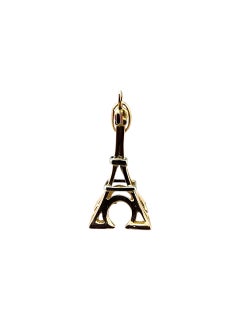 18 Karat Yellow Gold Eiffel Tower Charm with Paris Flag #23287