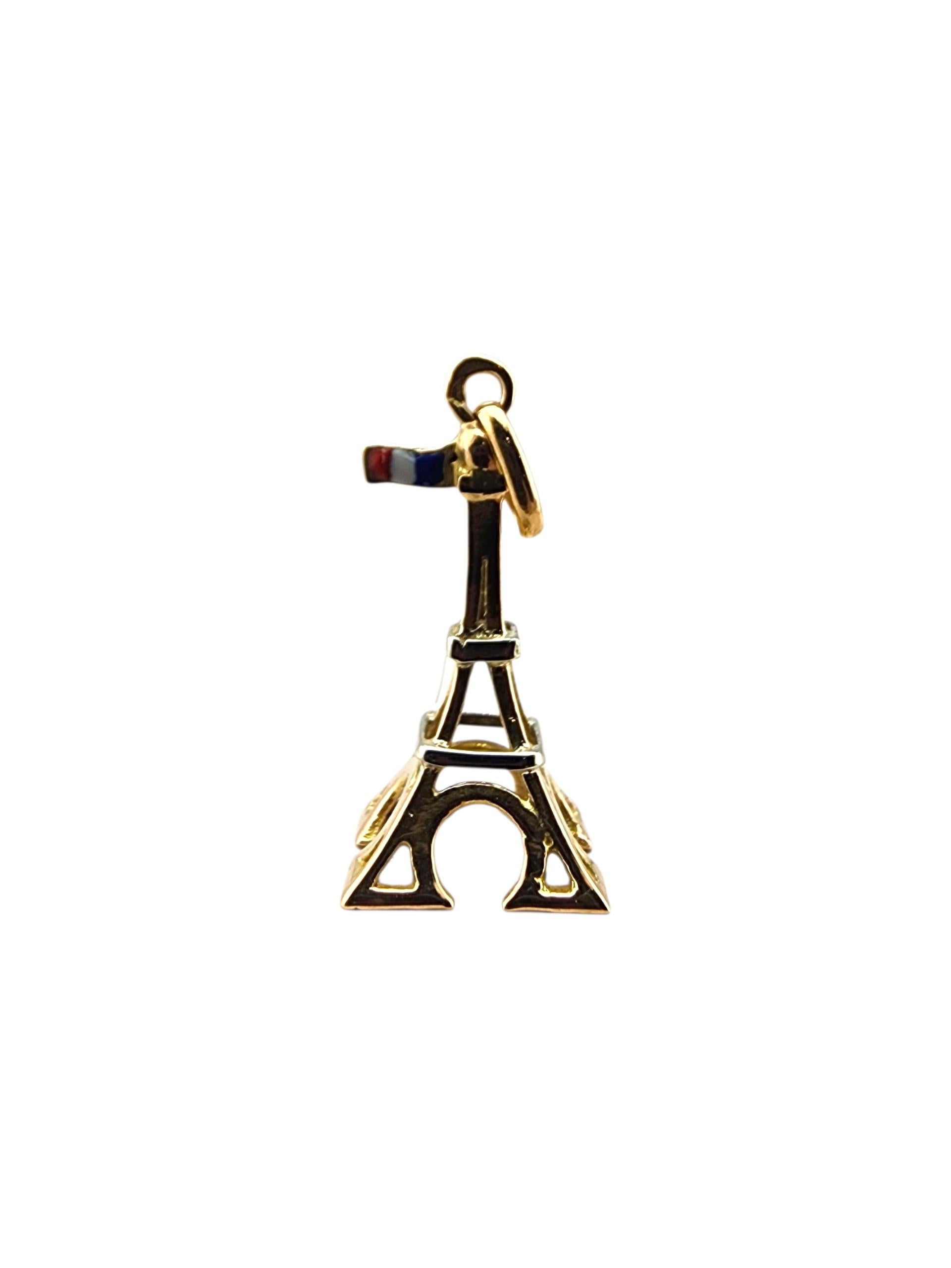 Charm in oro giallo 18 carati Torre Eiffel con bandiera di Parigi #23287