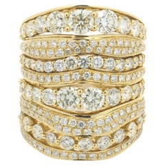 18 Karat Yellow Gold Eight Row Diamond Band