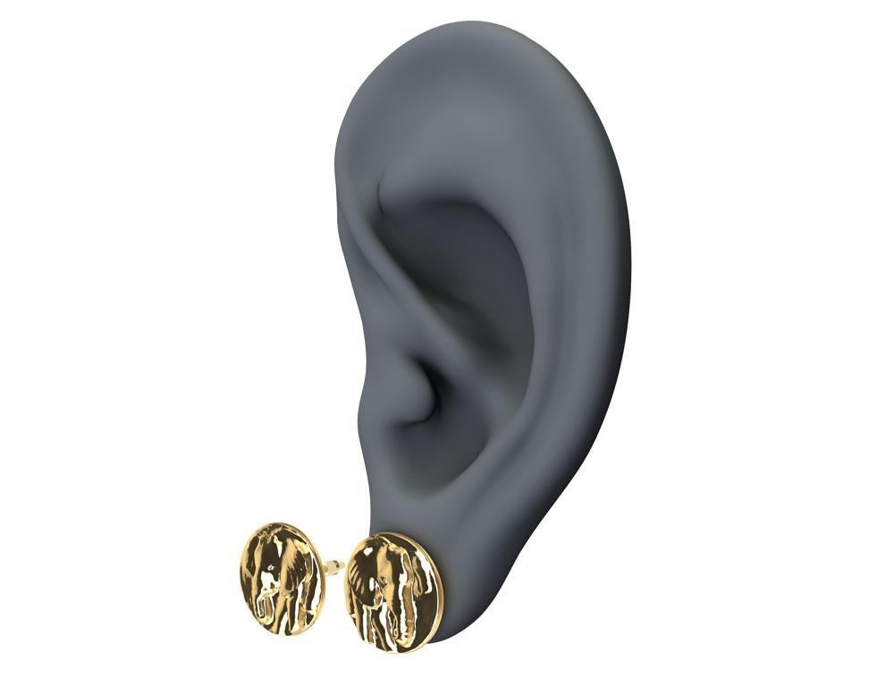 Clous d'oreilles éléphant en or jaune 18 carats Neuf - En vente à New York, NY
