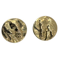 Pendientes de oro amarillo de 18 quilates con forma de elefante