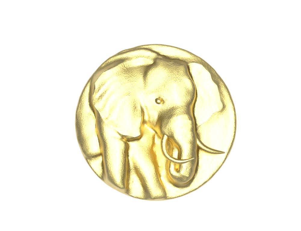 En vente :  Bague chevalière en or jaune 18 carats, éléphant avec défenses 3