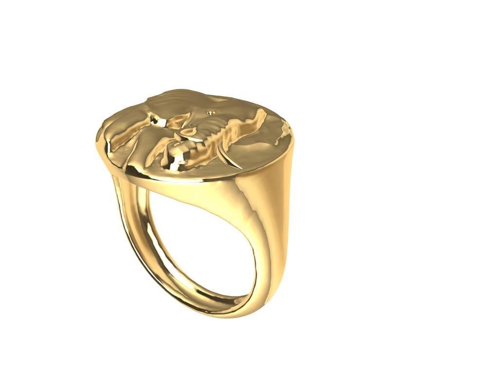 For Sale:  18 Karat Yellow Gold Elephant with Tusks Signet Ring 5