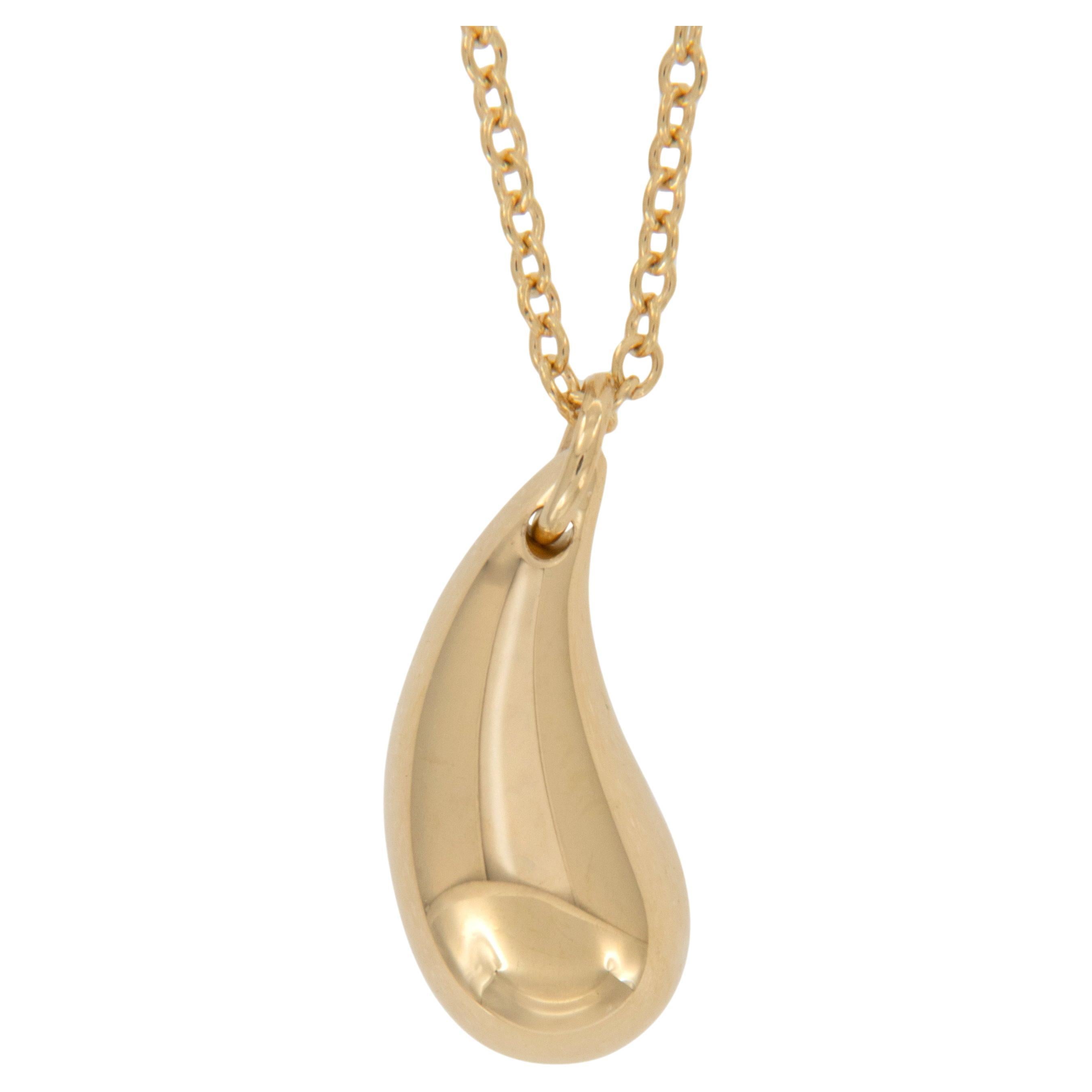 18 Karat Yellow Gold Elsa Peretti for Tiffany & Co. Teardrop Necklace For Sale