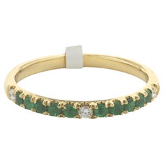 18 Karat Yellow Gold Emerald and Diamond Band