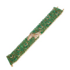 18 Karat Yellow Gold Emerald and Diamond Bracelet