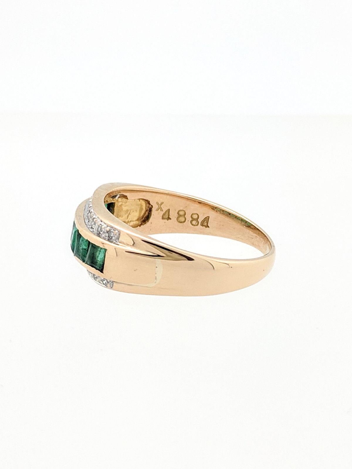18 Karat Yellow Gold Emerald and Diamond Ring 4