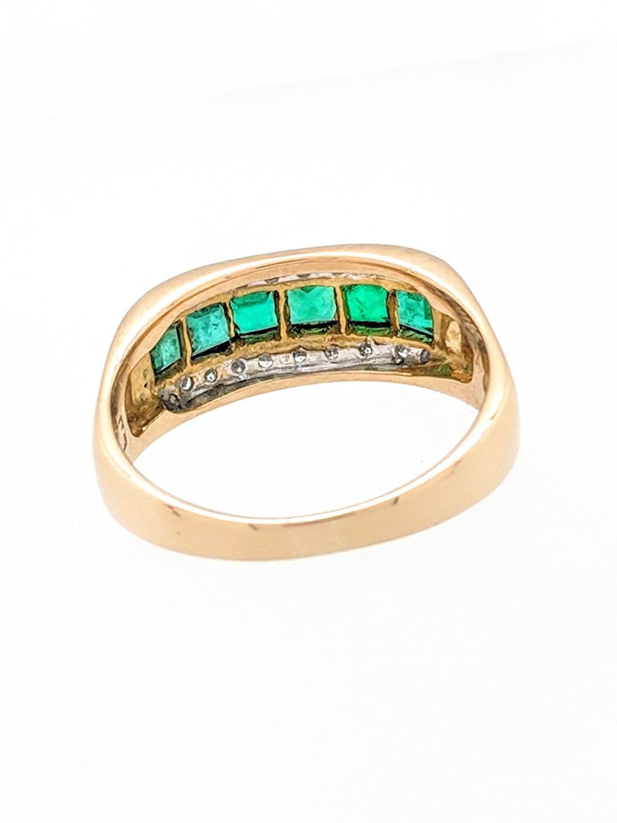 18 Karat Yellow Gold Emerald and Diamond Ring 2