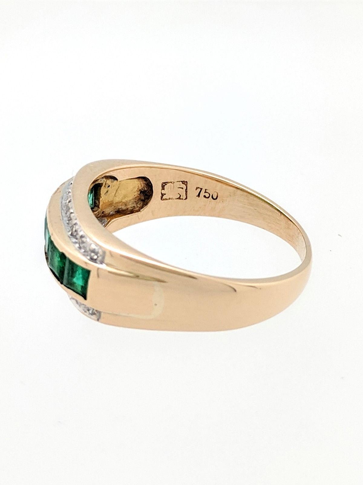 18 Karat Yellow Gold Emerald and Diamond Ring 3