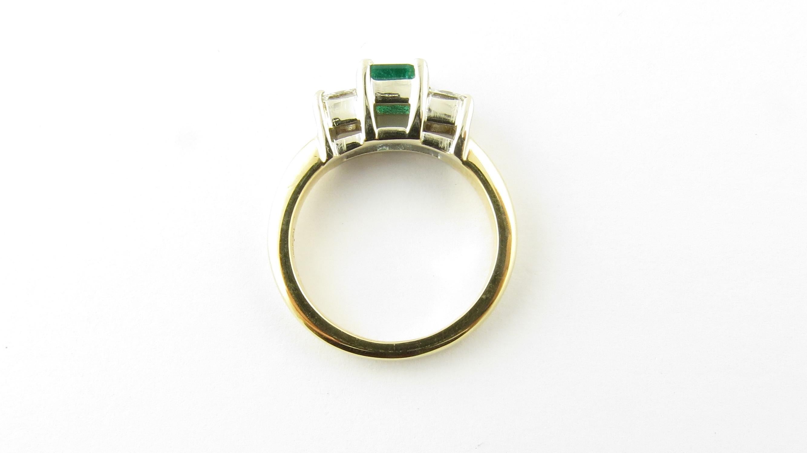 Women's 18 Karat Yellow Gold Natural Emerald and Diamond Ring