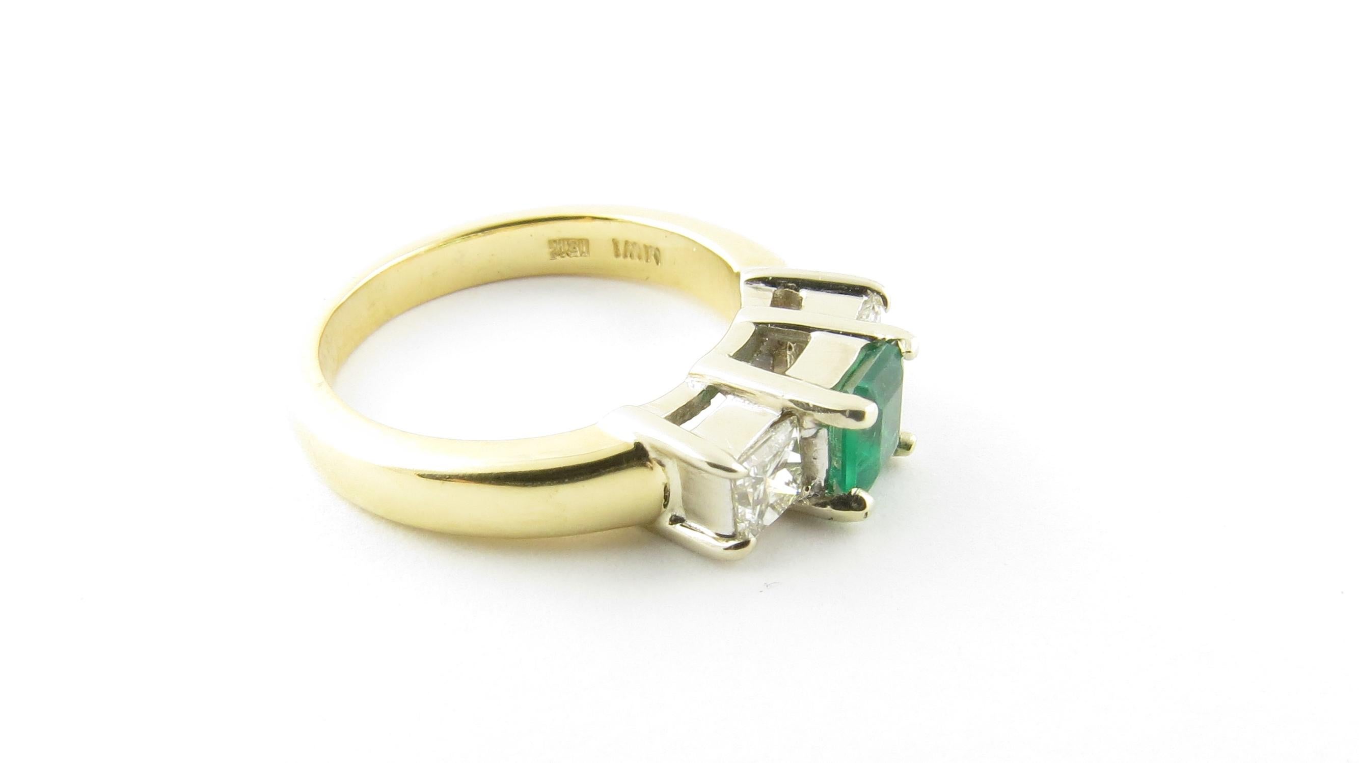 18 Karat Yellow Gold Natural Emerald and Diamond Ring 1