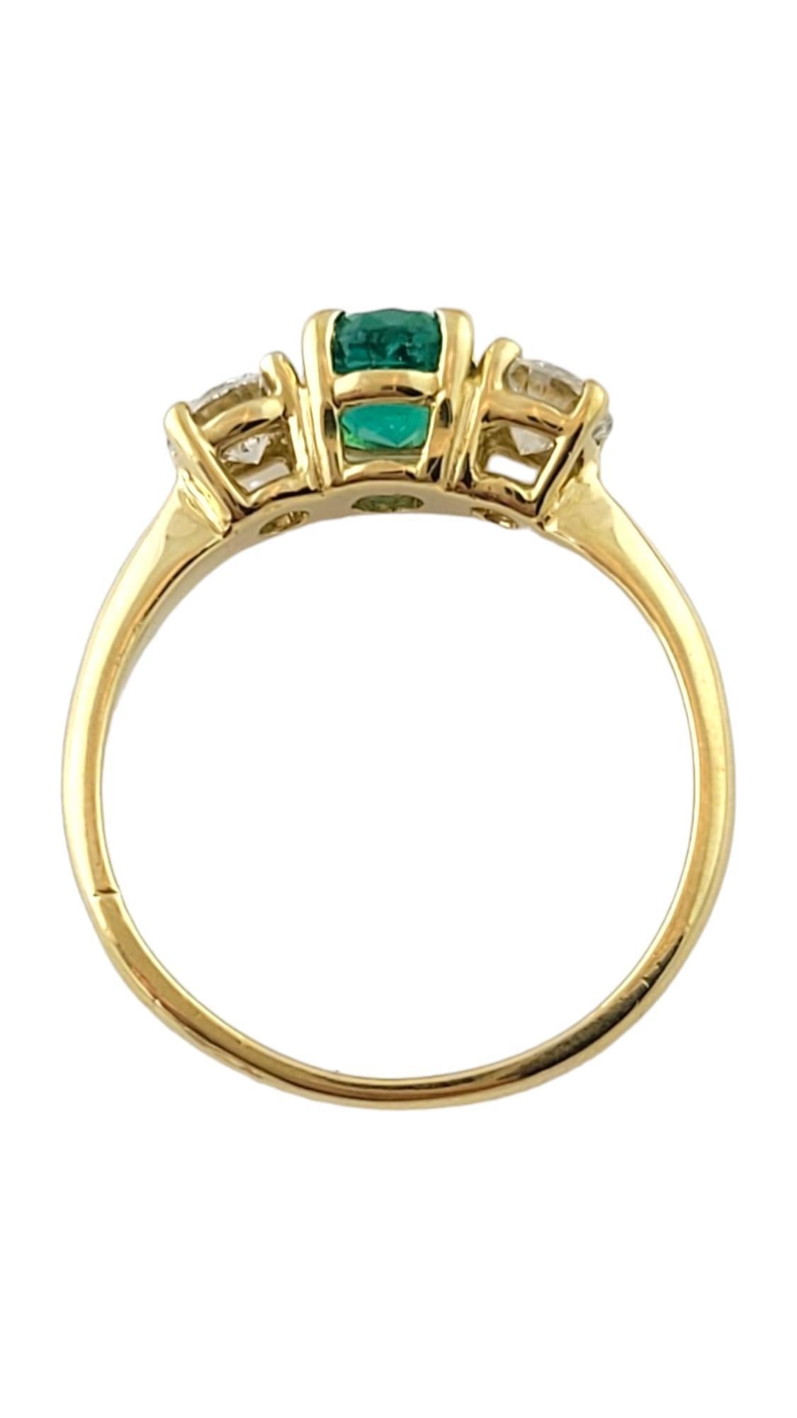 Taglio brillante Anello in oro giallo 18 carati con smeraldo e diamante misura 6,75 #16990 in vendita