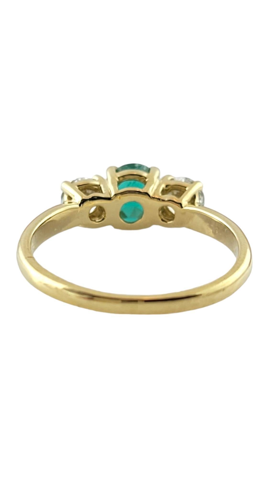 Anello in oro giallo 18 carati con smeraldo e diamante misura 6,75 #16990 In condizioni buone in vendita a Washington Depot, CT