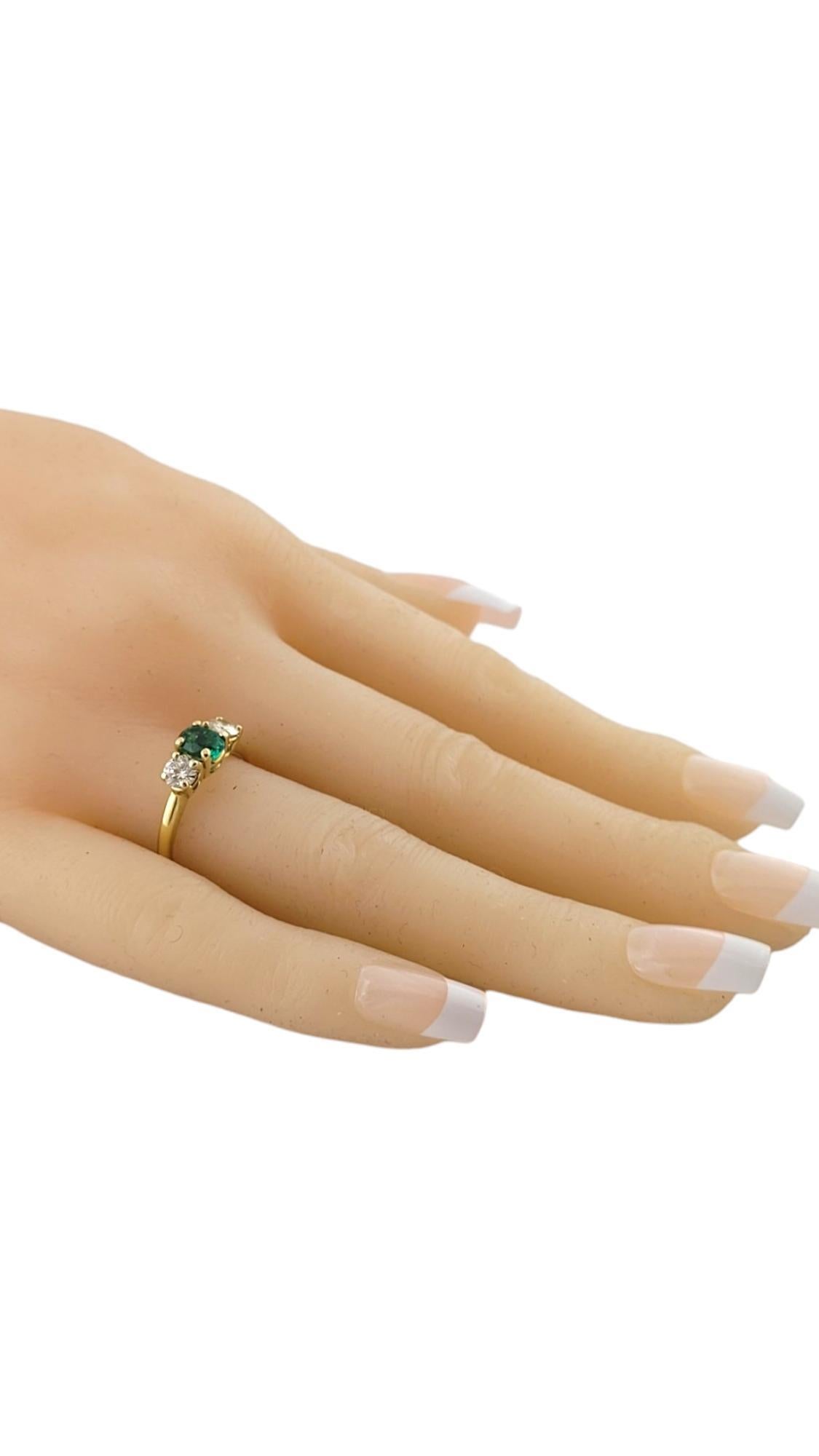 Anello in oro giallo 18 carati con smeraldo e diamante misura 6,75 #16990 in vendita 2