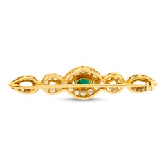 18 Karat Yellow Gold Emerald and Diamond Twisted Straight Pin