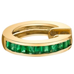 18 Karat Yellow Gold, Emerald Baguette Earcuff