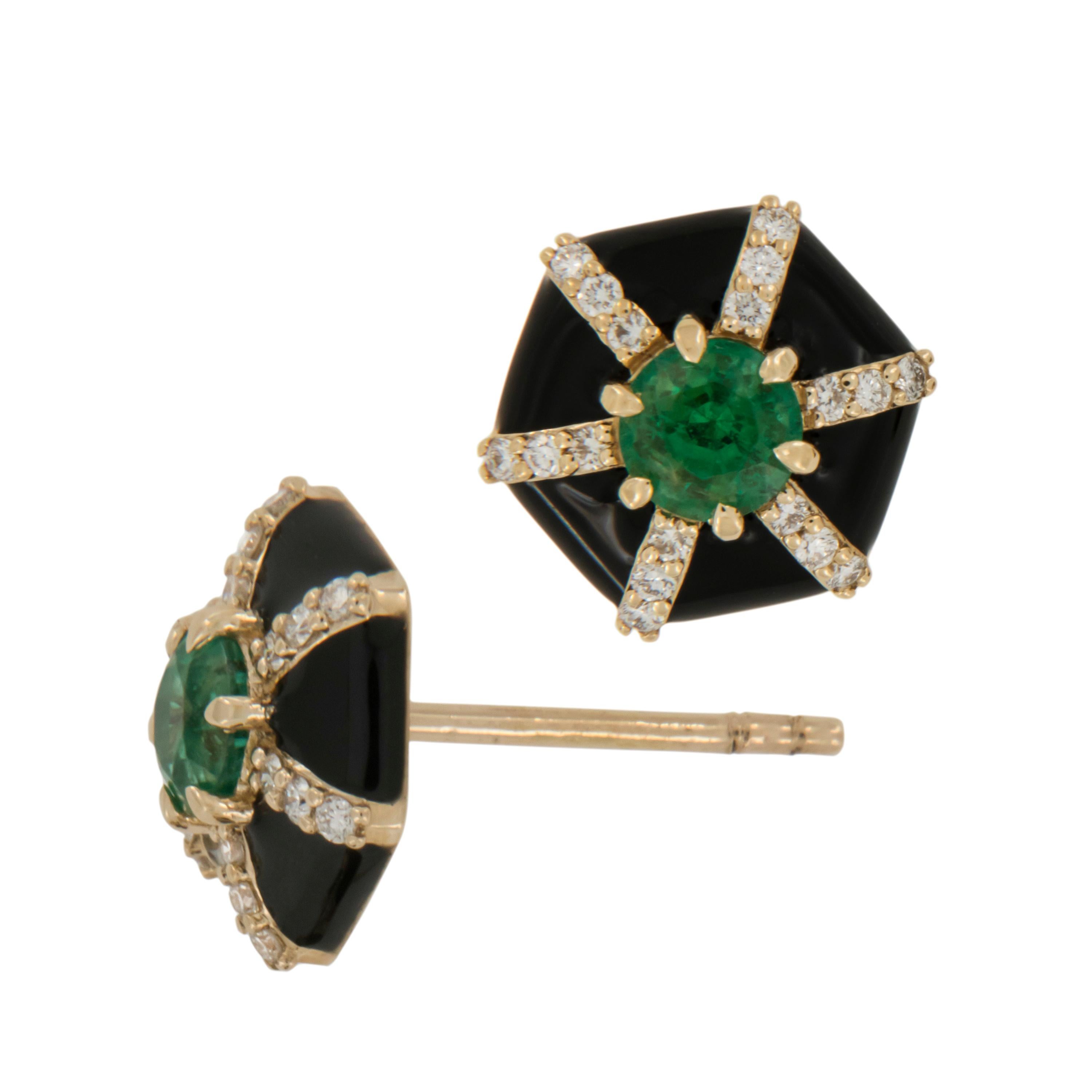 enamel emerald earrings