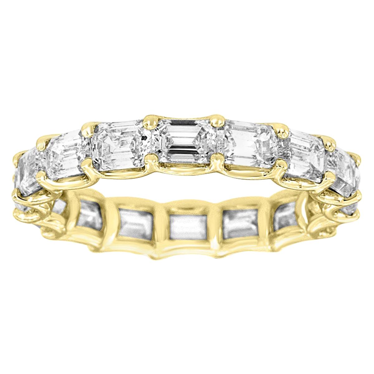 For Sale:  18 Karat Yellow Gold Emerald Eternity Diamond Ring '3 3/4 Carat'