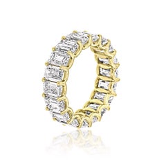 18 Karat Yellow Gold Emerald Eternity Diamond Ring '9 1/2 Carat'