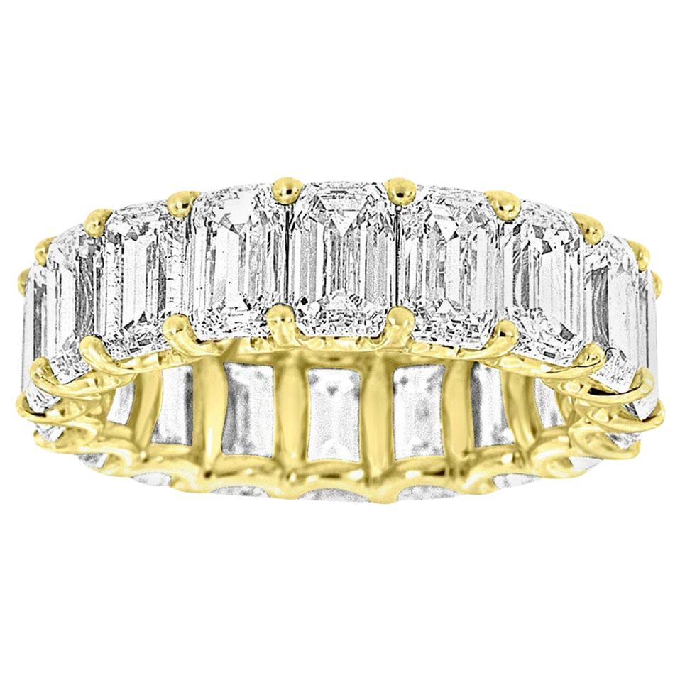 18 Karat Yellow Gold Emerald Eternity Diamond Ring '9 1/2 Carat'