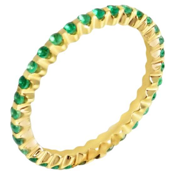 Contemporary 18 Karat Yellow Gold Emerald Garavelli Band Ring For Sale