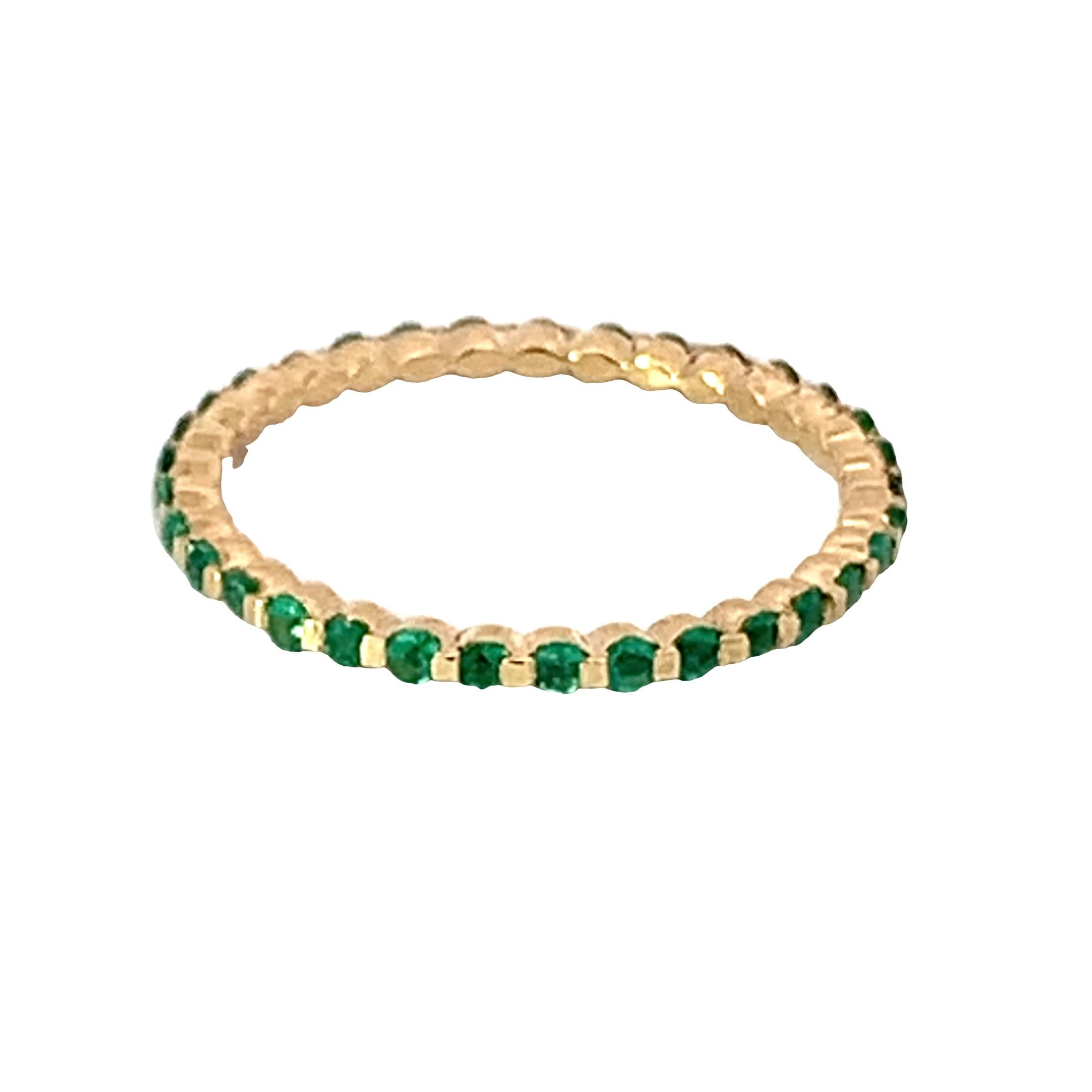 Women's or Men's 18 Karat Yellow Gold Emerald Garavelli Band Ring For Sale