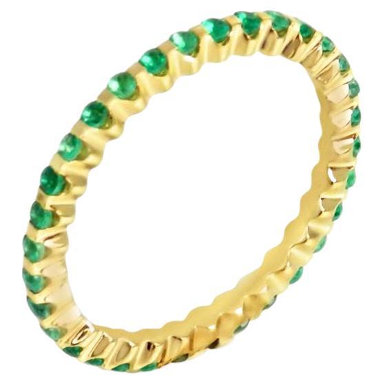 18 Karat Yellow Gold Emerald Garavelli Band Ring