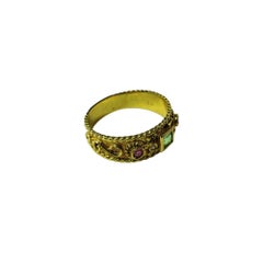 18 Karat Yellow Gold Emerald, Ruby, Sapphire and Diamond Ring Size 7