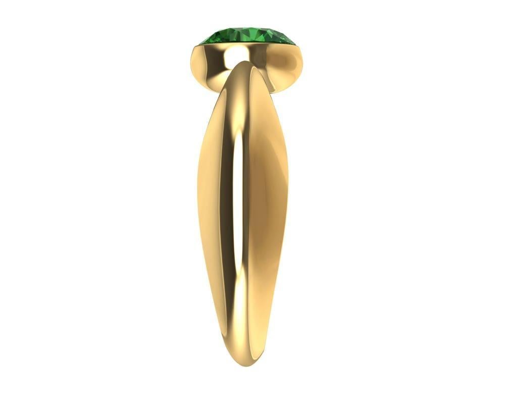For Sale:  18 Karat Yellow Gold  1.12 Carat Emerald Sculpture Ring 3