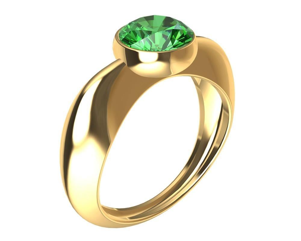 For Sale:  18 Karat Yellow Gold  1.12 Carat Emerald Sculpture Ring 5