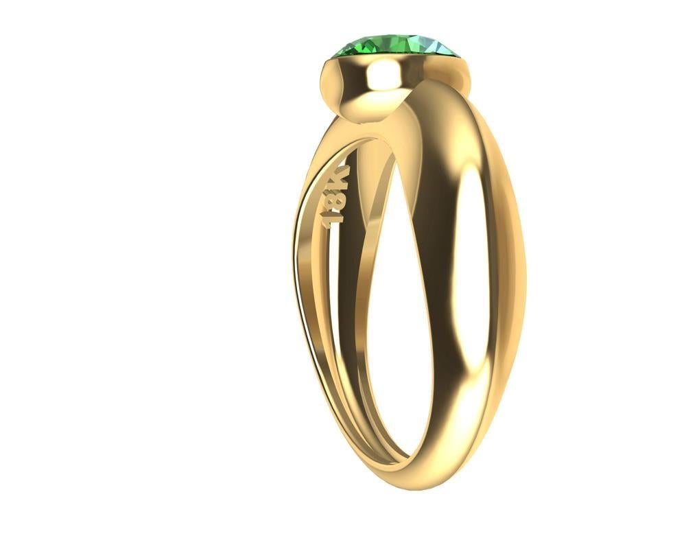 For Sale:  18 Karat Yellow Gold  1.12 Carat Emerald Sculpture Ring 7