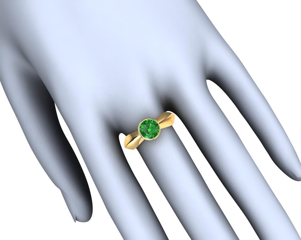 For Sale:  18 Karat Yellow Gold  1.12 Carat Emerald Sculpture Ring 8