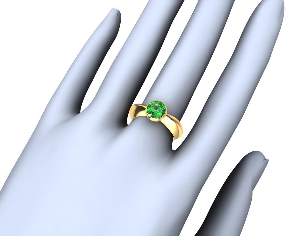 For Sale:  18 Karat Yellow Gold  1.12 Carat Emerald Sculpture Ring 9