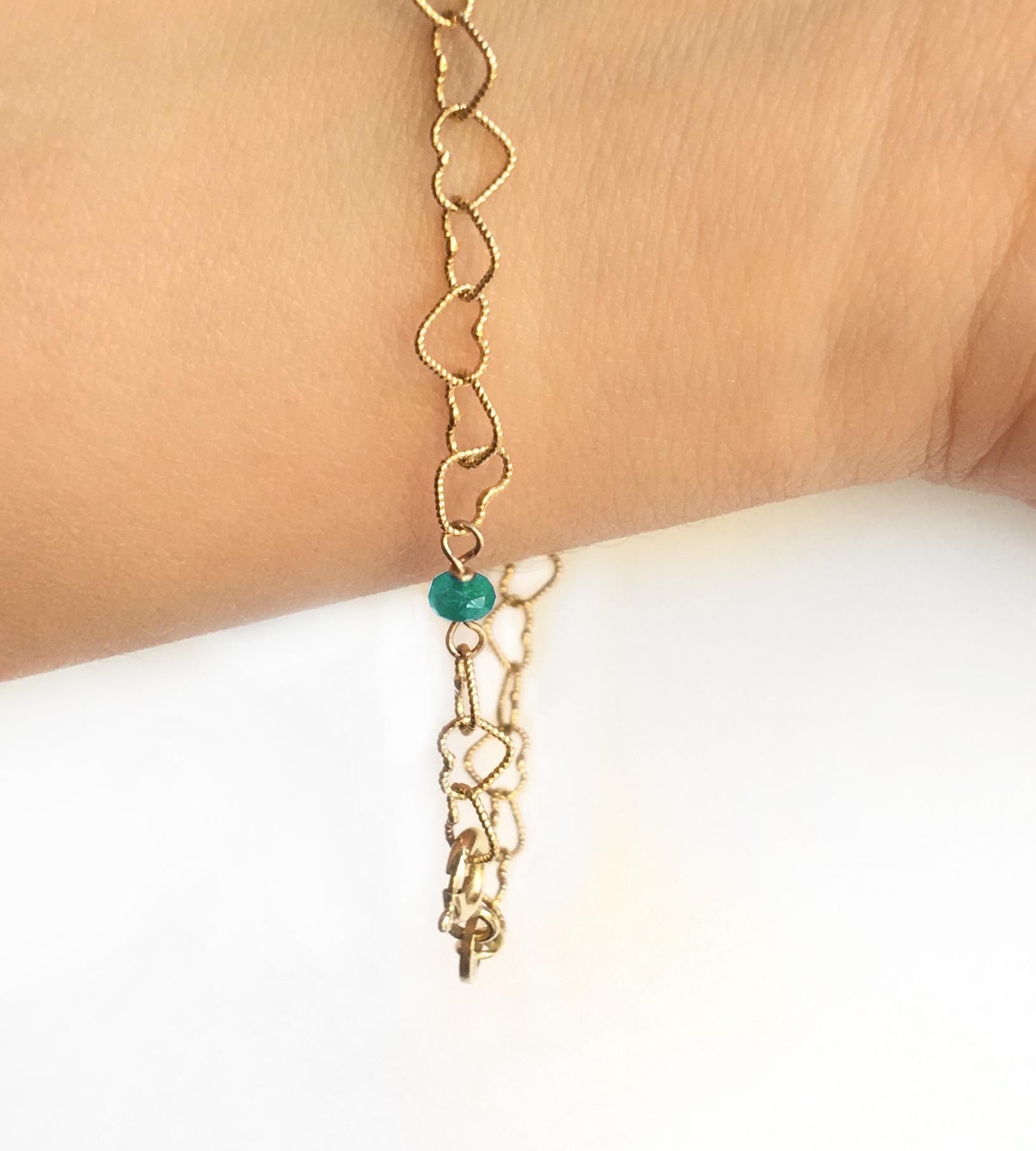 Women's or Men's 18 Karat Yellow Gold Emerald Slightly Hammered 