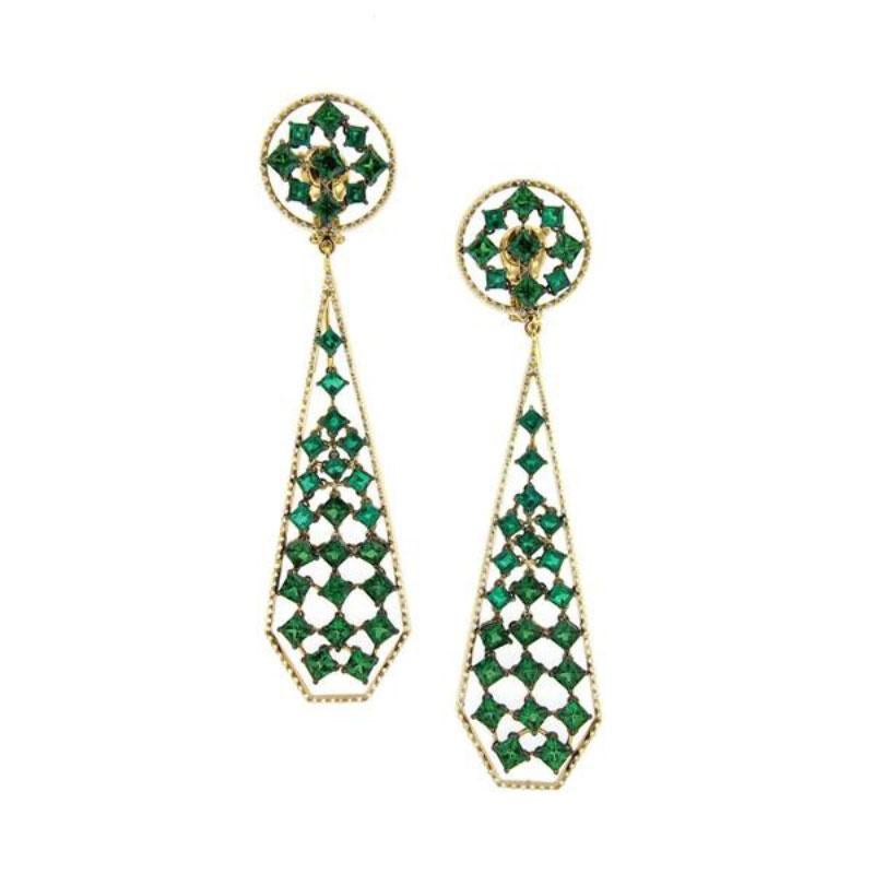 18 Karat Yellow Gold Emeralds Tsavorites Bangle Aenea Jewellery In Excellent Condition For Sale In Salzburg, AT